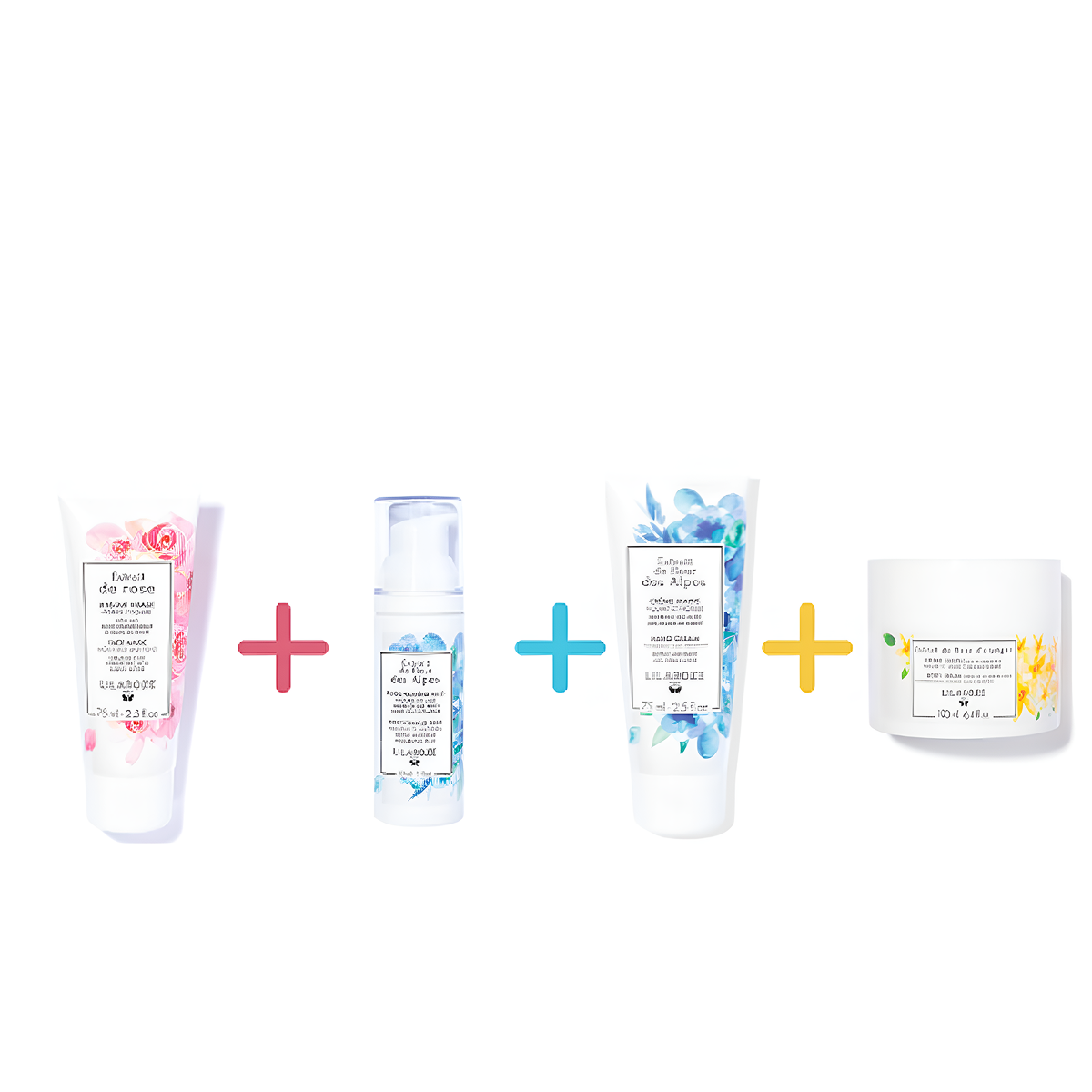 Lilaroze Paris - Pack Maschera Viso Estratto di rose + Fluido Prime Rughe Estratto di Fiori delle Alpi + Crema Mani Estratto di Fiori delle Alpi + Crema Corpo Estratto di Fiori d'Arancio