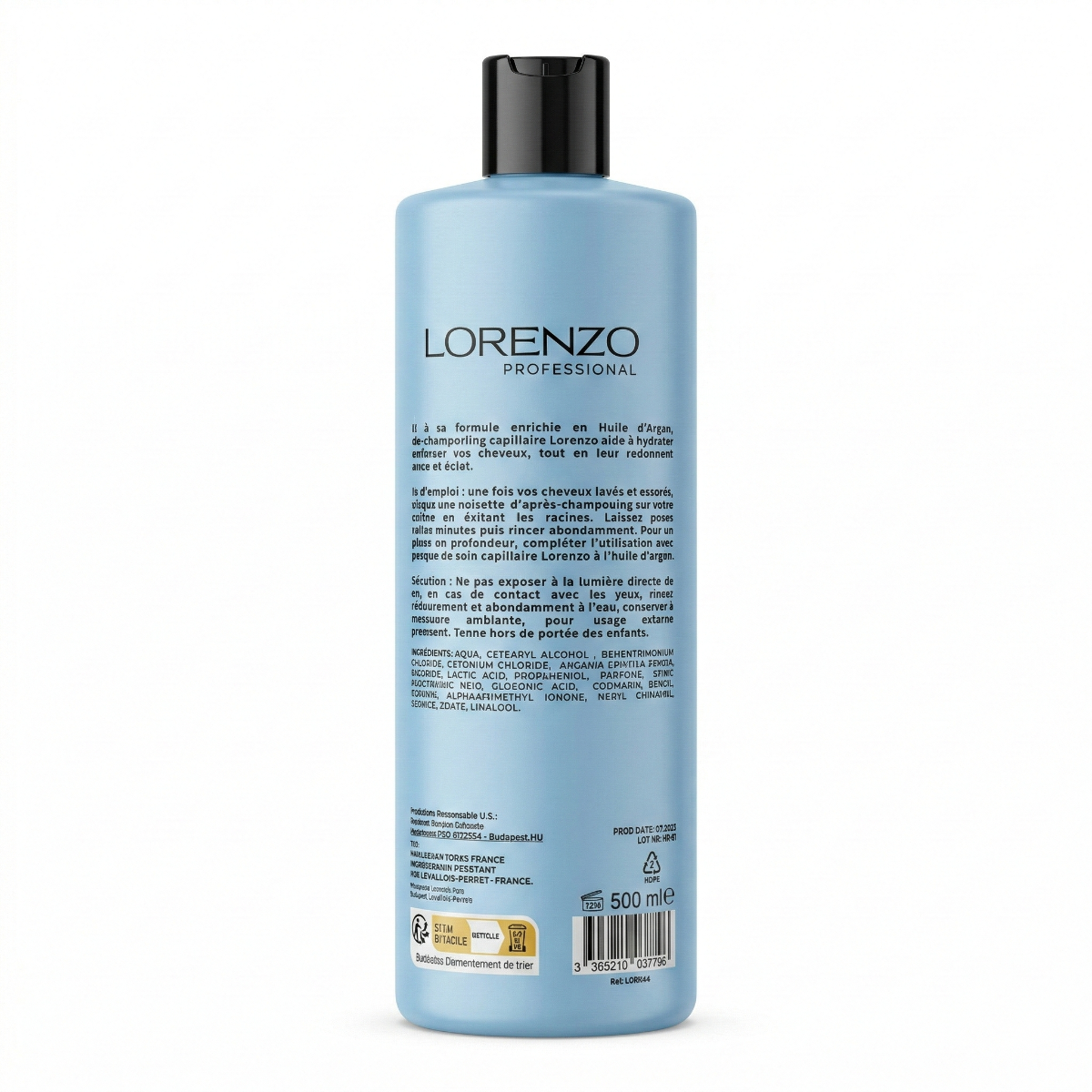 500ml Lorenzo Professional - Huile D'Argane du Maroc - Apres-Shampooing Cheveux Secs