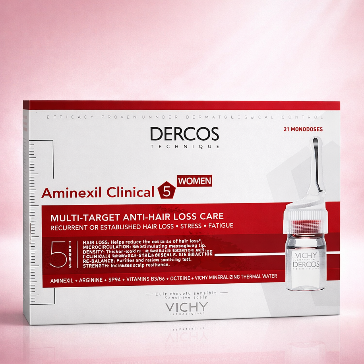 21*6ml Vichy - Dercos Aminexil Intensive 5 Women Cuir Chevelu Sensible 21 Ampoule de 6ml