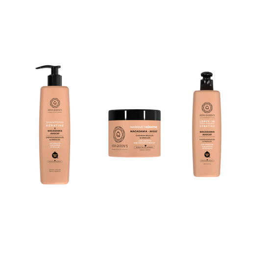 Kera Queen's - Trio Cheratina e Macadamia Avocado - Shampoo 500ml + Maschera 500ml + senza risciacquo 250 ml