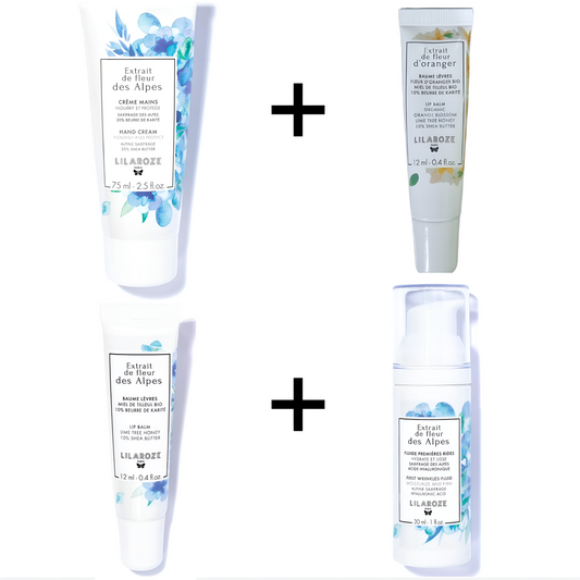 Lilaroze Paris - Pack Crema Mani Estratto di Fiori delle Alpi + Fluido Premieres Rides Estratto di Fiori delle Alpi + Balsamo Labbra Estratto di Fiori delle Alpi + Balsamo Labbra Estratto di Fiori d'Arancio