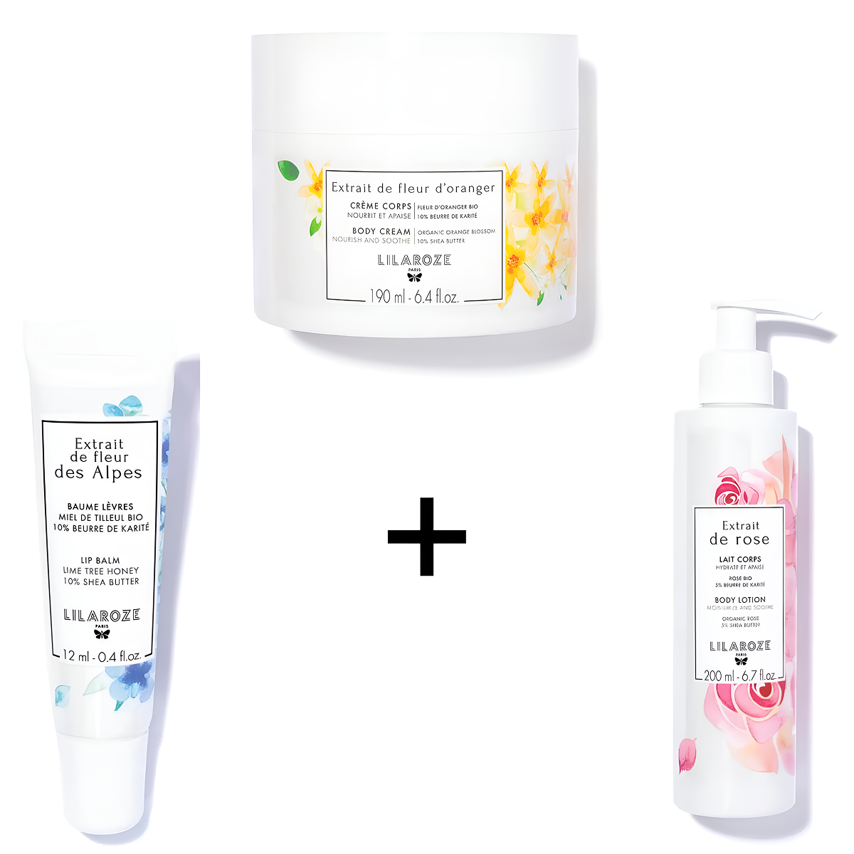 Lilaroze Paris - Pack Acqua Micellare Estratto di Rose Pulisce e Strucca Bio + Gel Mani Detergente Estratto di Fiori d'Arancio + Crema Mani Estratto di Fiori delle Alpi Nutre e Protegge