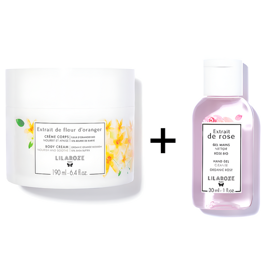 Lilaroze Paris - Pack Crema Corpo Estratto di Fiori d'Arancio Bio + Gel Mani Detergente Estratto di Rose