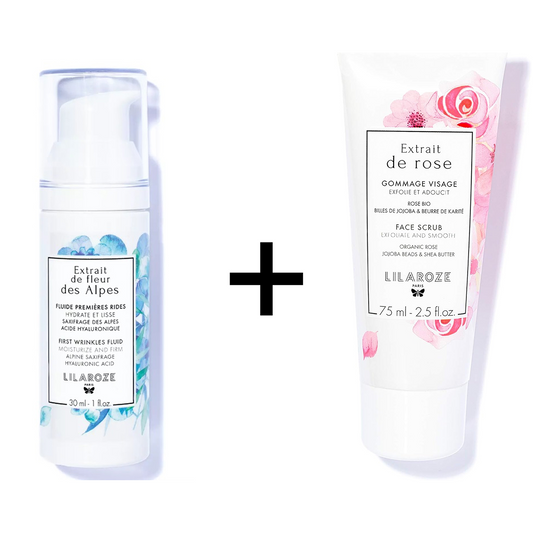 Lilaroze Paris - Pack Maschera Viso Estratto di Rose Idrata e Tonifica + Fluido Prime Rughe Estratto di Fiori delle Alpi Idrata e Leviga Acido Ialuronico