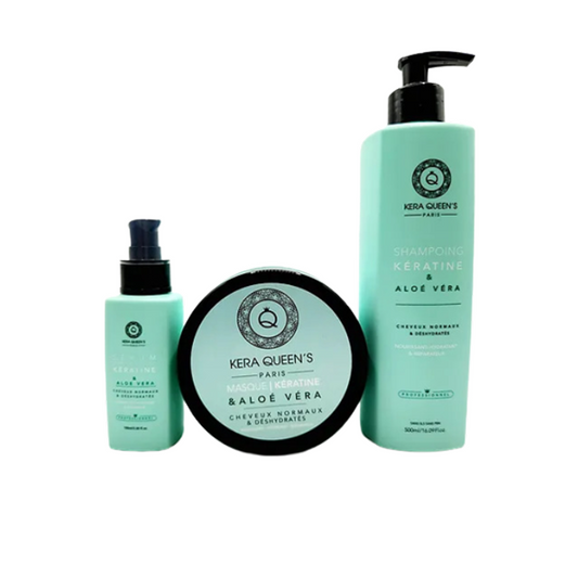 Kera Queen's - Trio Aloe Vera e Cheratina - Shampoo 500ml + Maschera 500ml + Siero 100ml