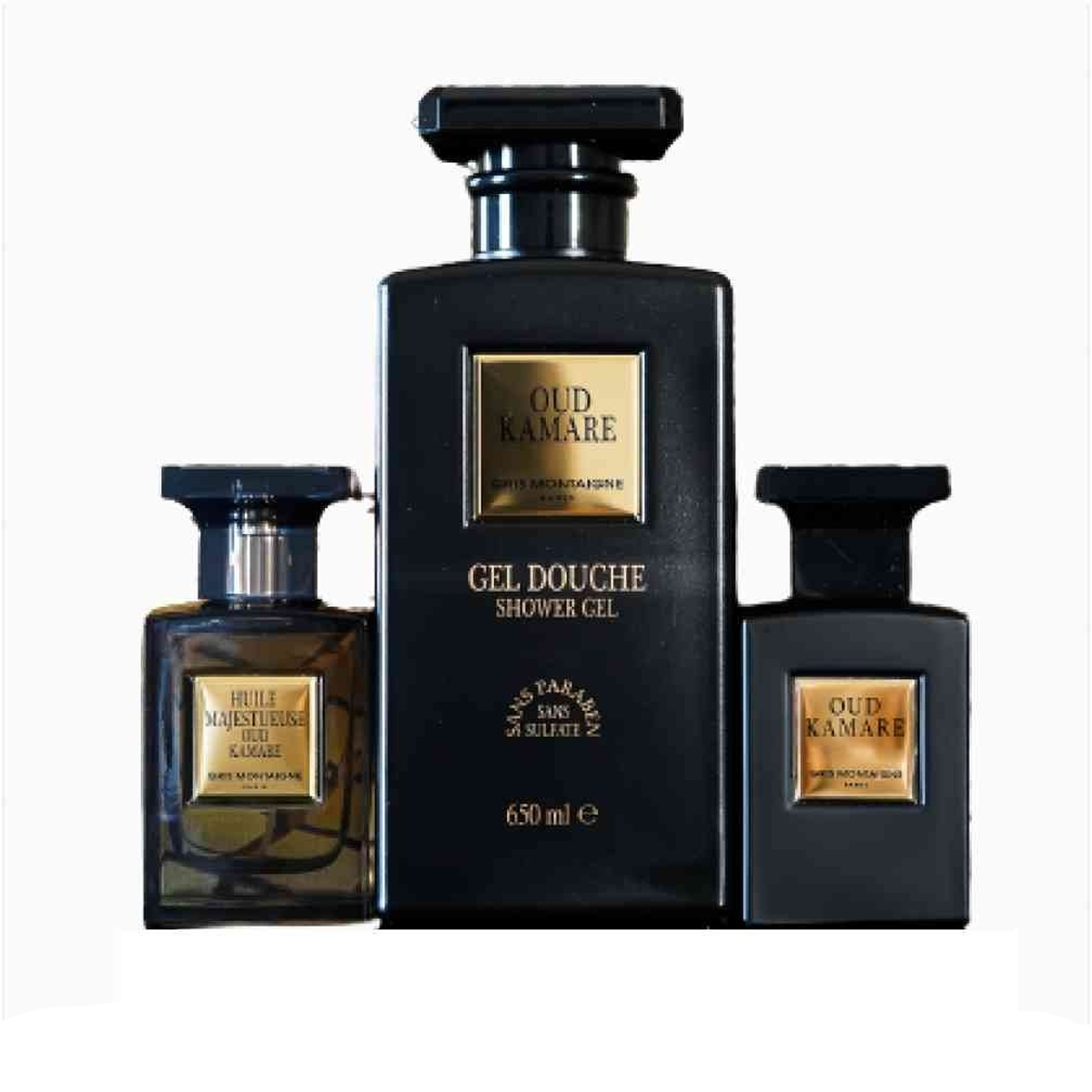 Gris Montaigne - Oud Kamare - Cofanetto Parfum Oud Kamare 75 ML + Gel Doccia 650 ML + Olio Secco 75 ML