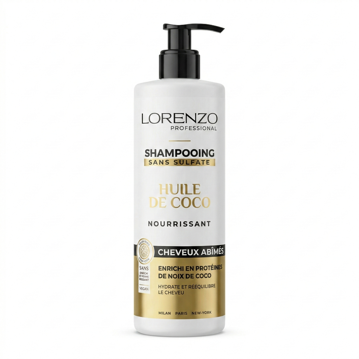 500ml Lorenzo Professional - Shampooing Sans Sulfate a l'Huile de Coco
