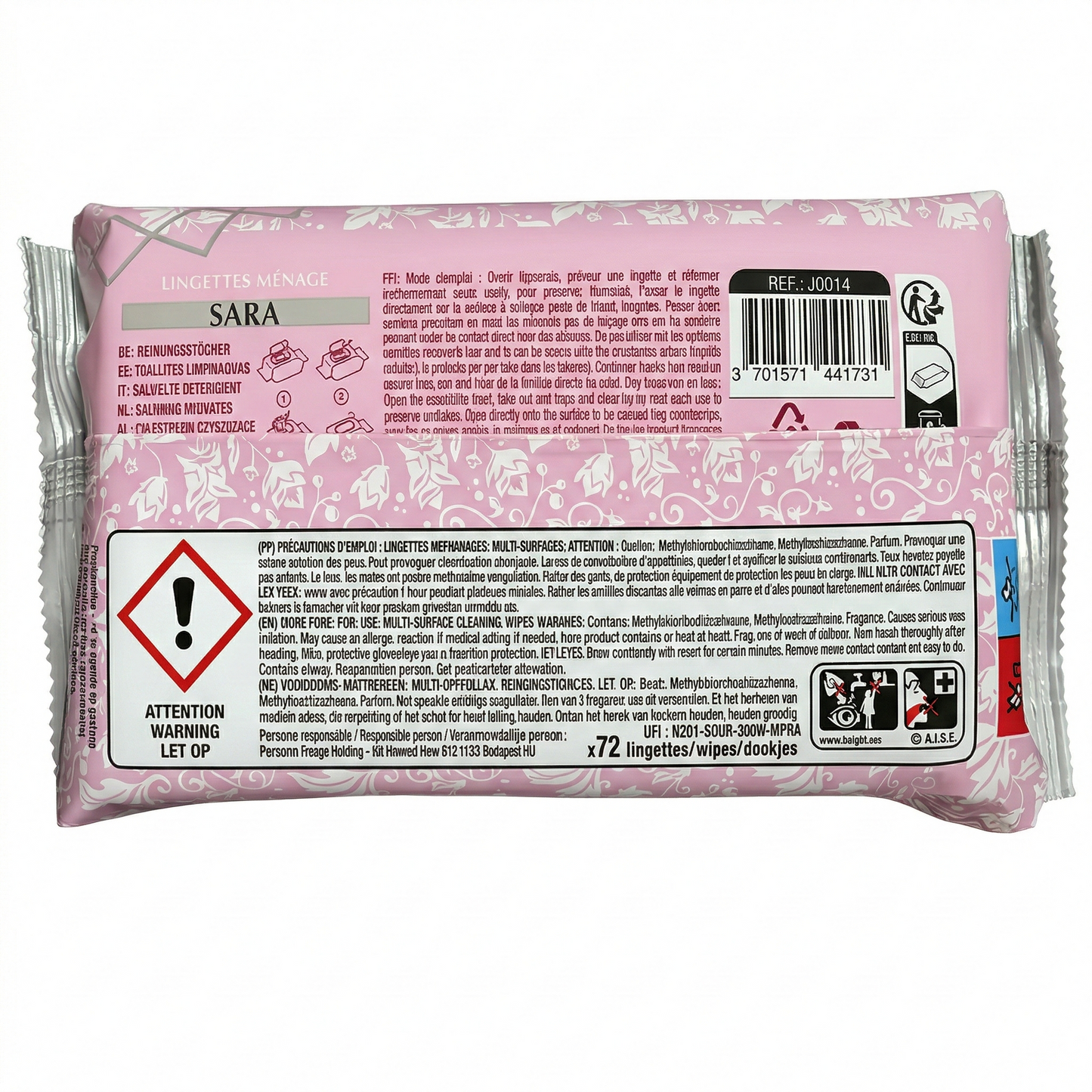 Dubai Style  -  Sara - Lingettes Humides Parfumees Visage et Corps x72 Lingette