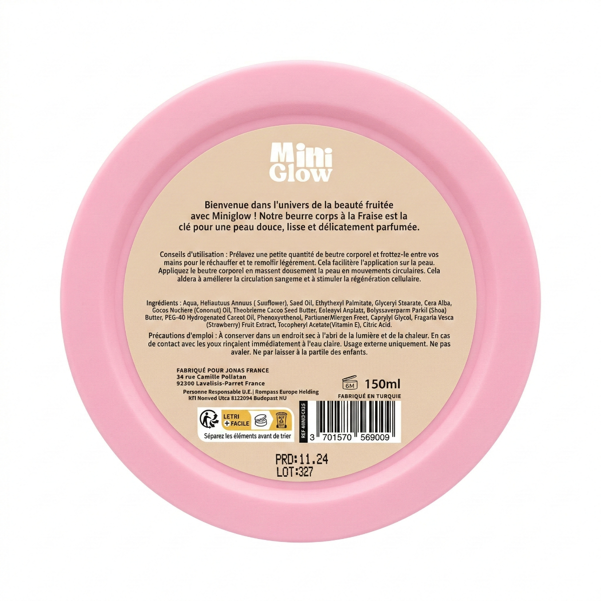 150ml Miniglow - Fraise - Beurre Corps