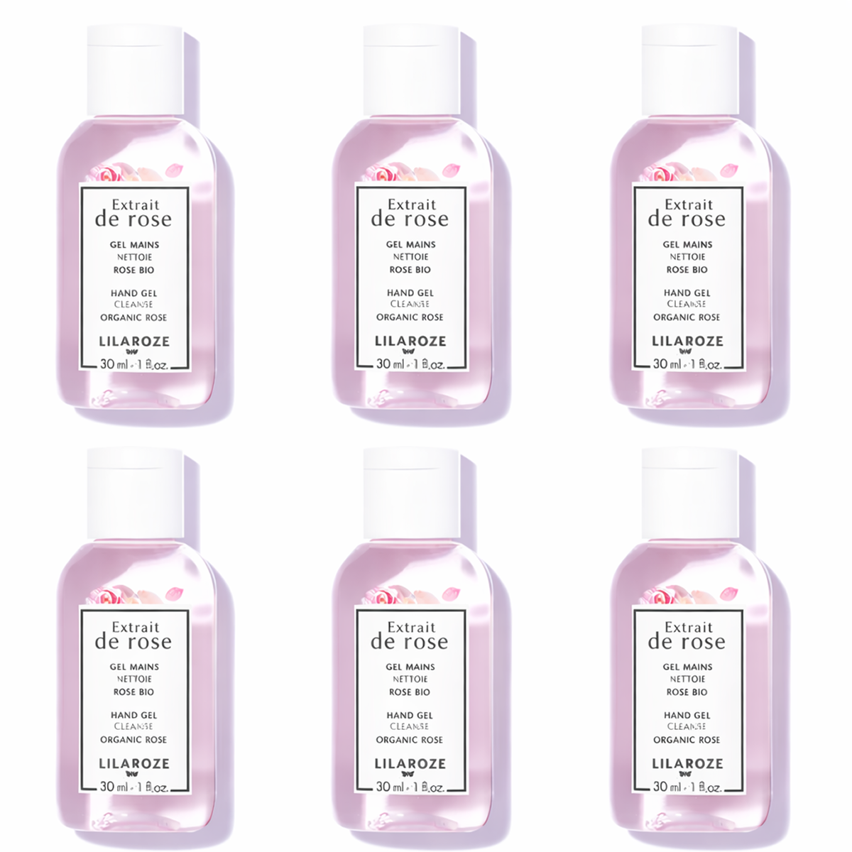 24 * 30ml Lilaroze Paris - Gel Mains Nettoyant Extrait de Rose