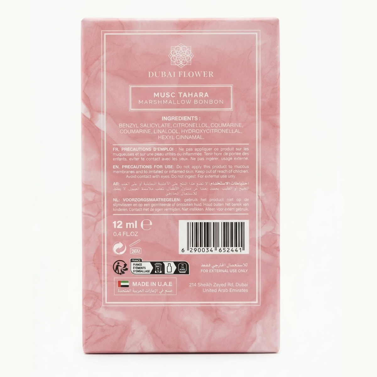 12ml Dubaï Flower - Musc Tahara Marshmallow Bonbon - Concentré de Parfum
