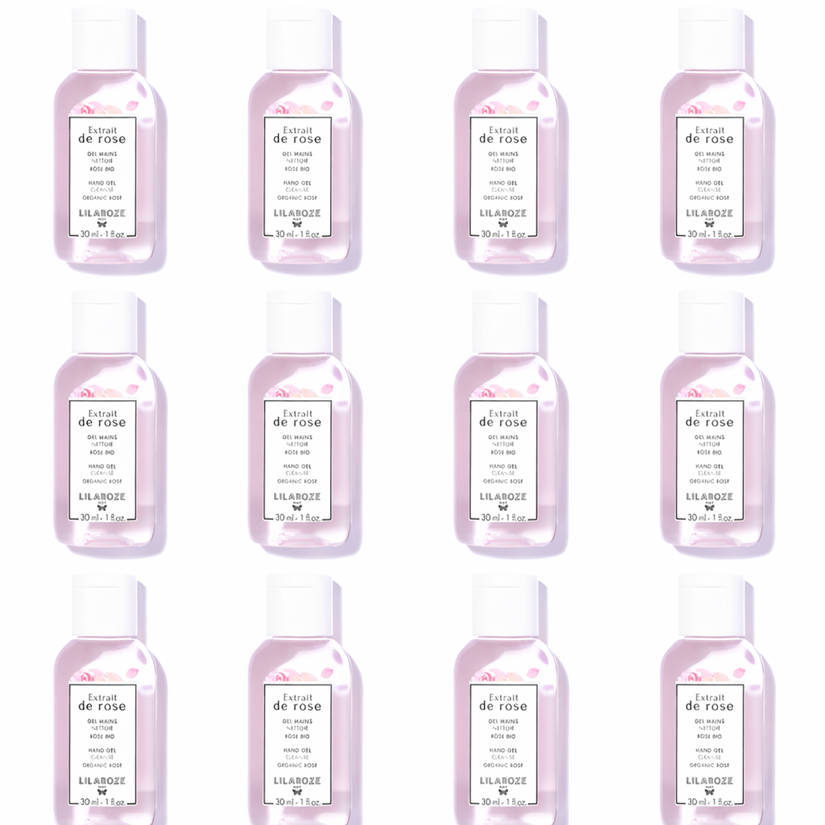 24 * 30ml Lilaroze Paris - Gel Mains Nettoyant Extrait de Rose