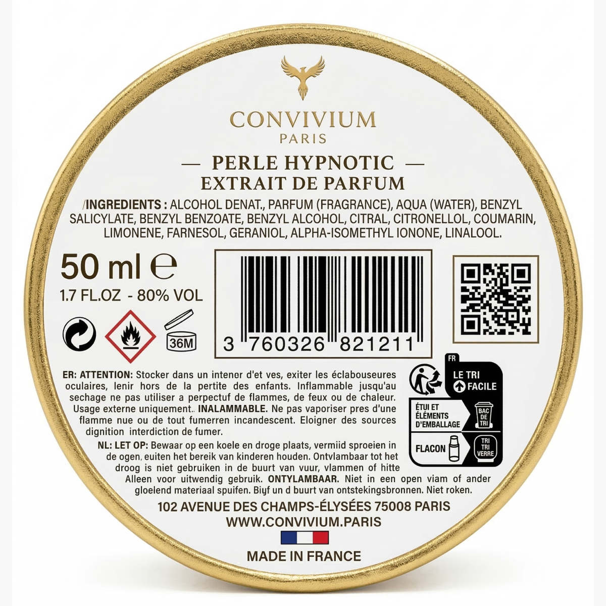 50ml Convivium Paris - Perle Hypnotic - Extrait de Parfum Mixte