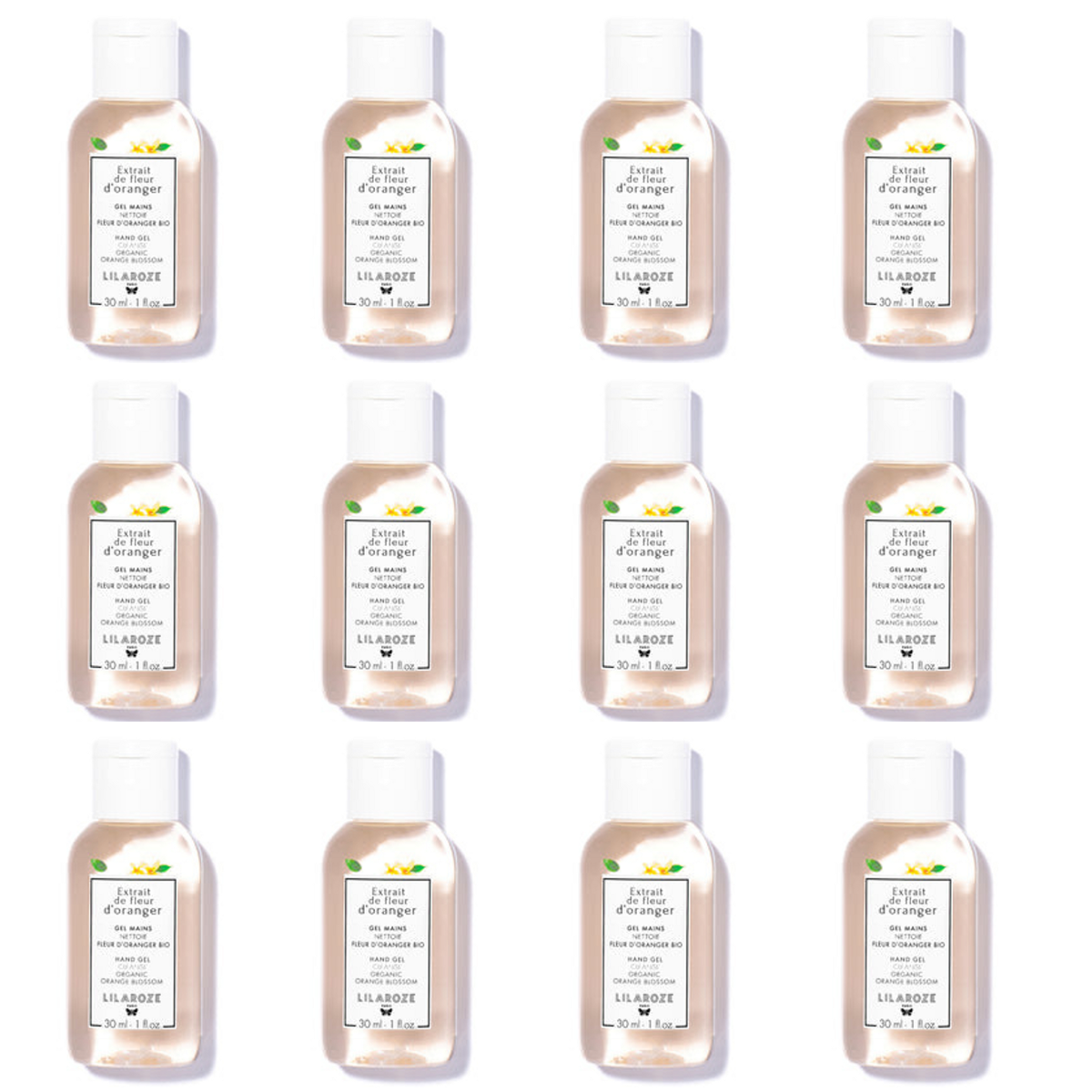 24 * 30ml Lilaroze Paris - Gel Mains Nettoie Extrait de Fleur D'oranger