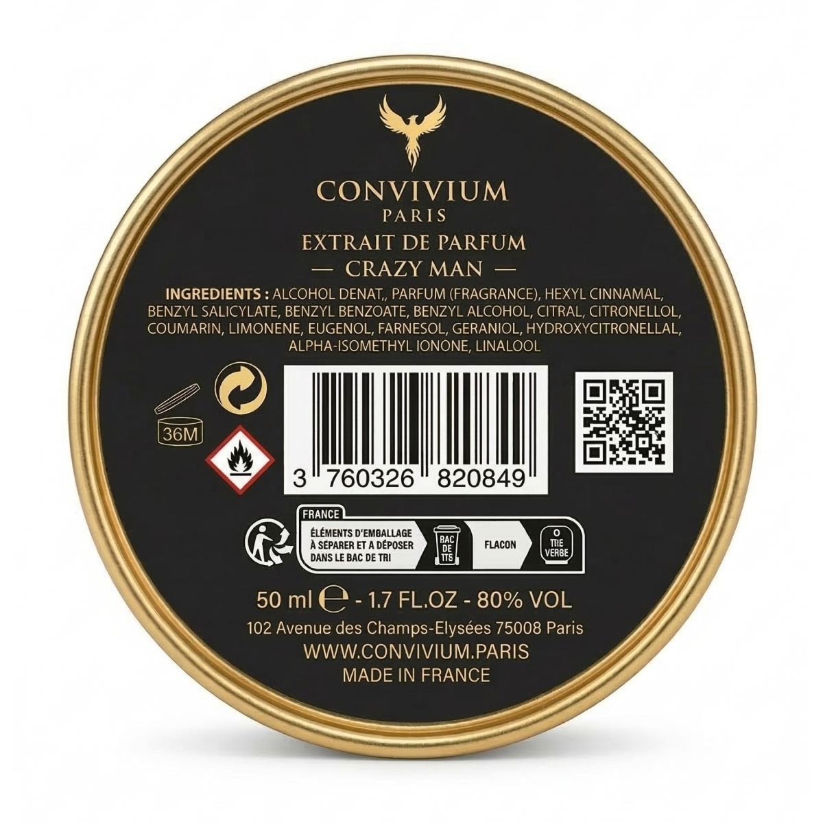 50ml Convivium Paris - Crazy Man - Extrait de Parfum Mixte