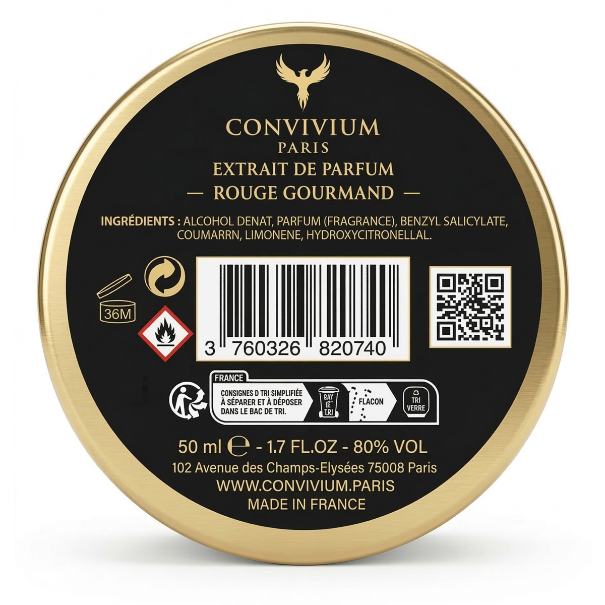 50ml Convivium Paris - Rouge Gourmand - Extrait de Parfum Mixte