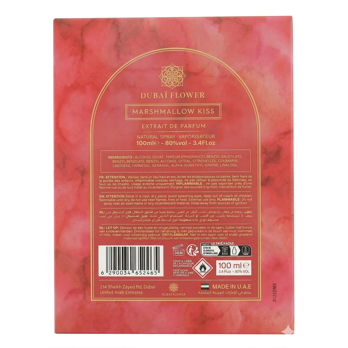 100ml Dubaï Flower - Marshmallow KIss - Extrait de Parfum Mixte