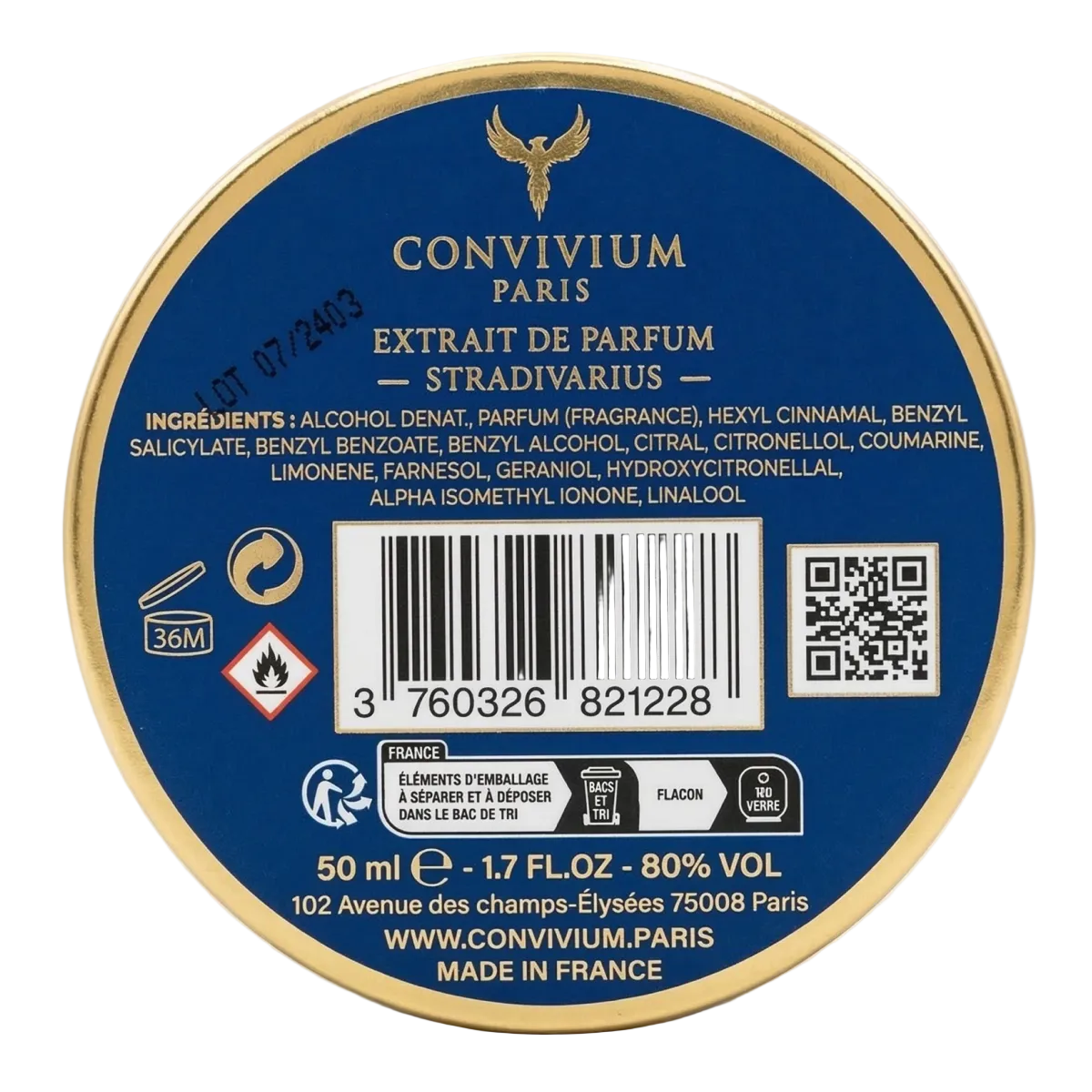 50ml Convivium Paris - Stradivarius - Extrait de Parfum Mixte