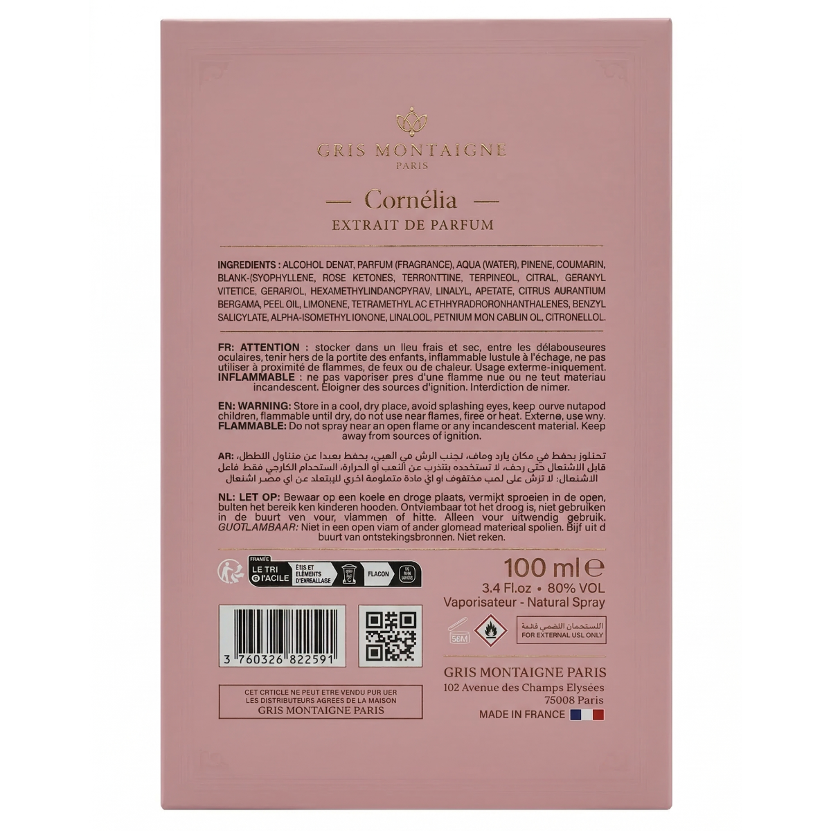 100ml Gris Montaigne - Cornélia - Extrait de Parfum Mixte