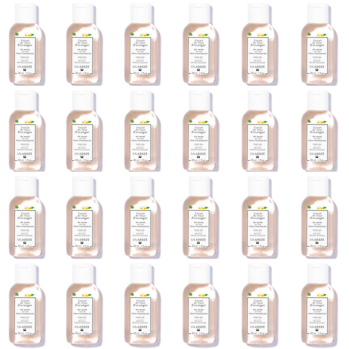 24 * 30ml Lilaroze Paris - Gel Mains Nettoie Extrait de Fleur D'oranger