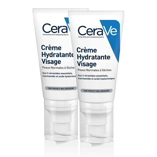 2*52ml CeraVe - Crema Idratante Viso Niacinamide, Acido Ialuronico Pelli Normali a Secche