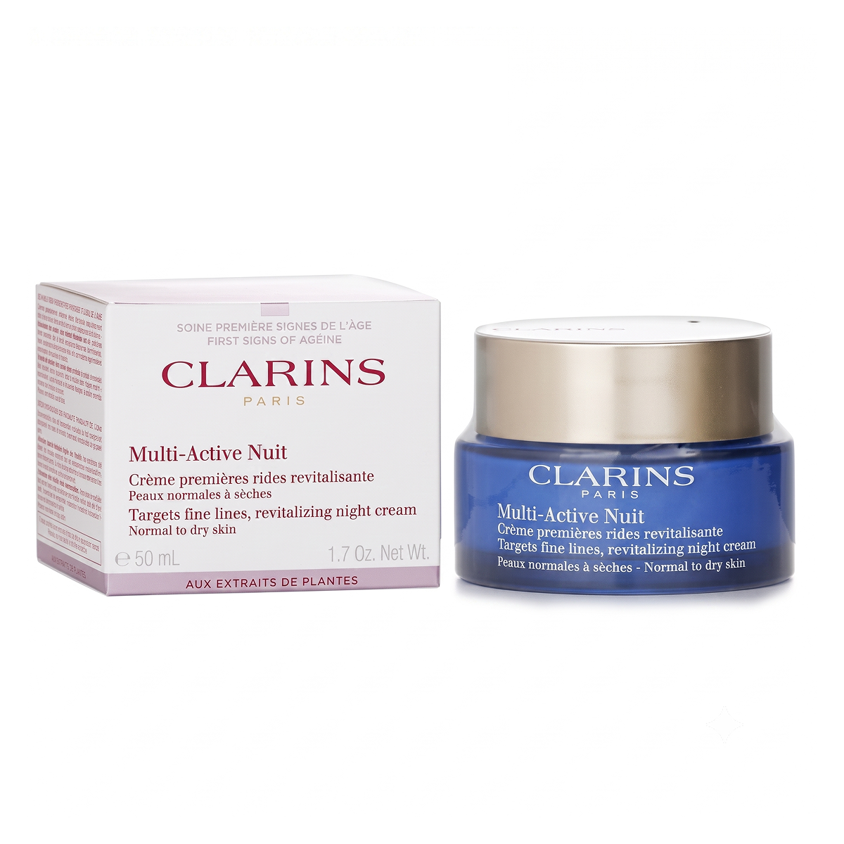 50 ml Clarins - Multi-Active Nuit - Crèmes Premières Rides Revitalisante pour Peau Normales à Sèches