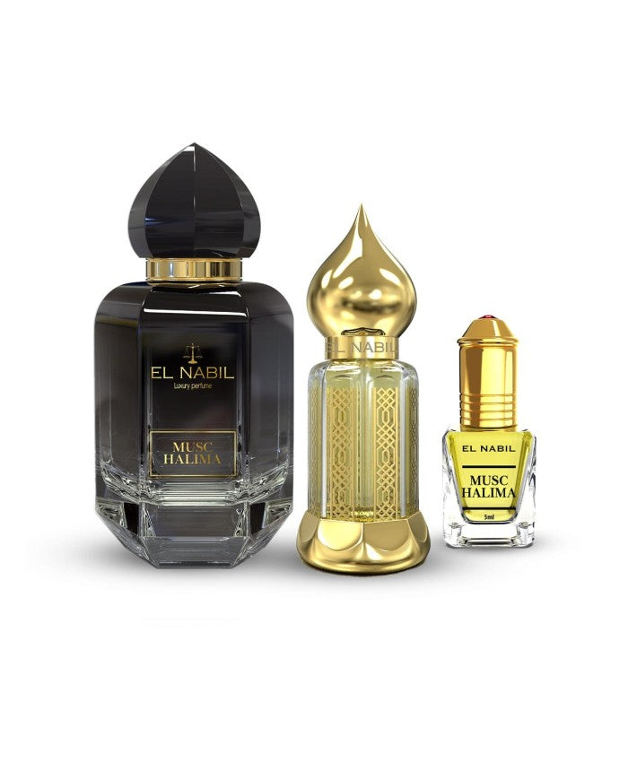 El Nabil - Prestige Box Musk Halima Spray 65ml + 12ml di profumo + 5ml di estratto di profumo Roll On