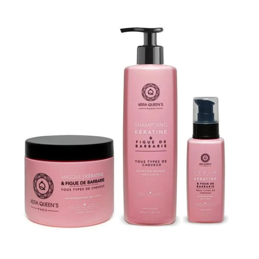 Kera Queen's - Trio Fico d'India e Cheratina - Shampoo 500ml + Maschera 500ml + Siero 100ml