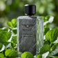 High-end commercial perfume photography of a Bentley Momentum Unbreakable 100ml bottle. The bottle is subtly surrounded by crisp, wet green violet leaves with tiny, realistic water droplets on them. Clean, bright studio lighting, soft depth of field with a blurry background, professional product shot, hyper-detailed, sharp focus on the glass and logo. --ar 4:5 (gemini-3-pro-image-preview)
