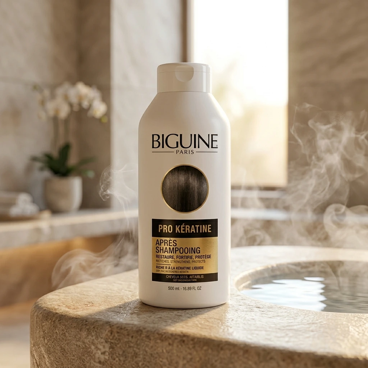 500 ml Biguine Paris - Pro Keratine - Apres-Shampooing Cheveux Secs Affaiblis