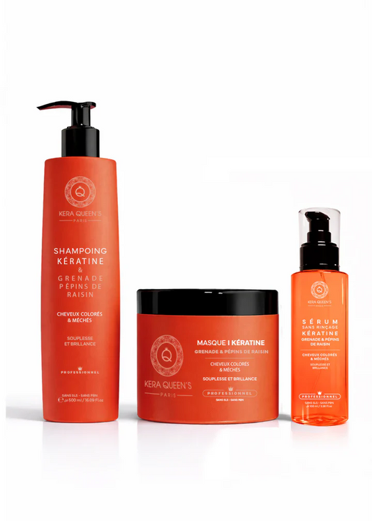 Kera Queen's - Grenade Semi d'Uva - Shampoo 500ml + Maschera 500ml + Siero 100ml