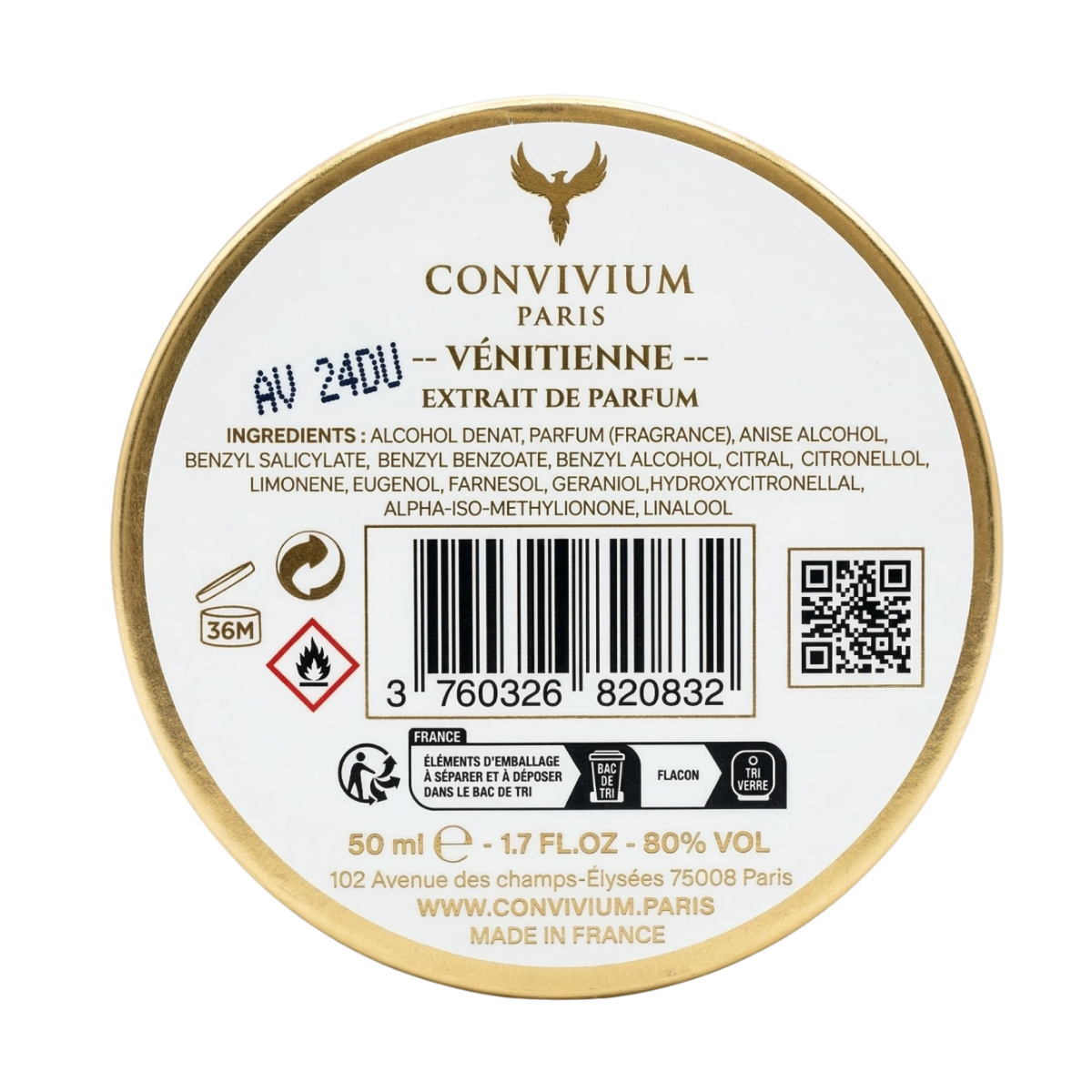 50ml Convivium Paris - Vénitienne - Extrait de Parfum Mixte